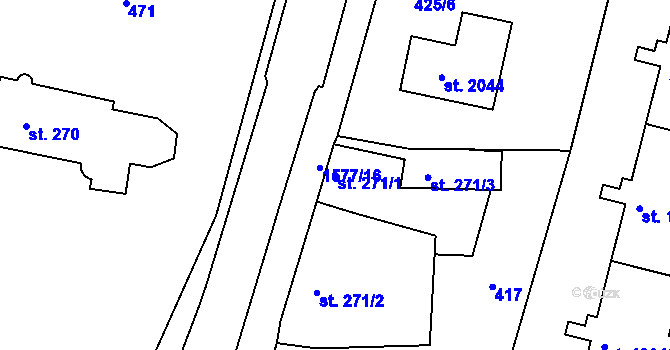 Parcela st. 271/1 v KÚ Litovel, Katastrální mapa