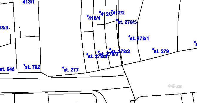 Parcela st. 278/3 v KÚ Litovel, Katastrální mapa