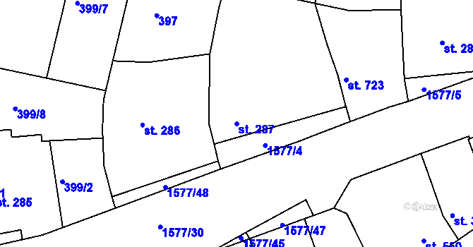 Parcela st. 287 v KÚ Litovel, Katastrální mapa