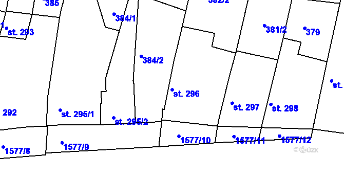 Parcela st. 296 v KÚ Litovel, Katastrální mapa