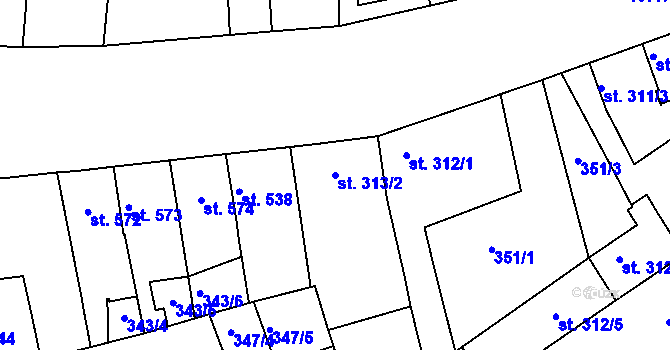 Parcela st. 313/2 v KÚ Litovel, Katastrální mapa