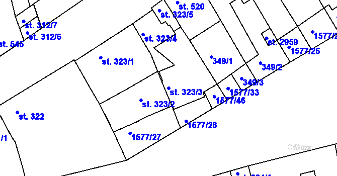 Parcela st. 323/3 v KÚ Litovel, Katastrální mapa