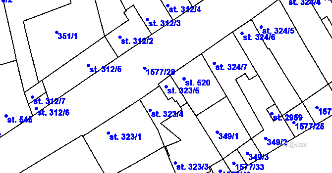 Parcela st. 323/5 v KÚ Litovel, Katastrální mapa