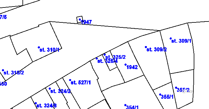 Parcela st. 325/2 v KÚ Litovel, Katastrální mapa