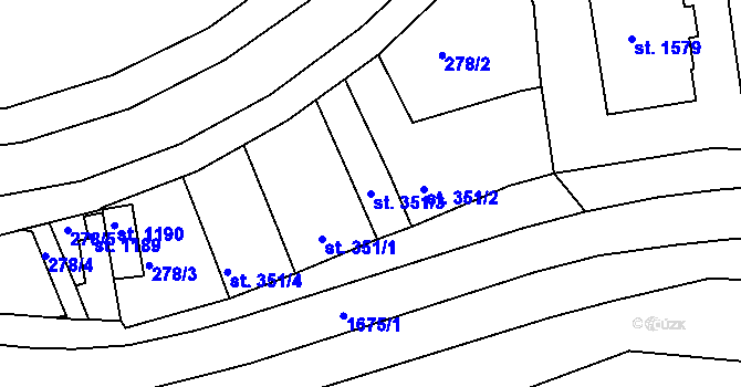 Parcela st. 351/3 v KÚ Litovel, Katastrální mapa