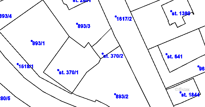 Parcela st. 370/2 v KÚ Litovel, Katastrální mapa