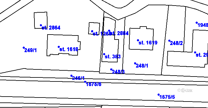 Parcela st. 383 v KÚ Litovel, Katastrální mapa