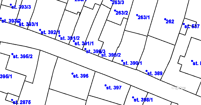 Parcela st. 390/2 v KÚ Litovel, Katastrální mapa