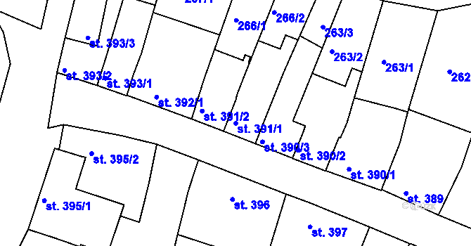 Parcela st. 391/1 v KÚ Litovel, Katastrální mapa