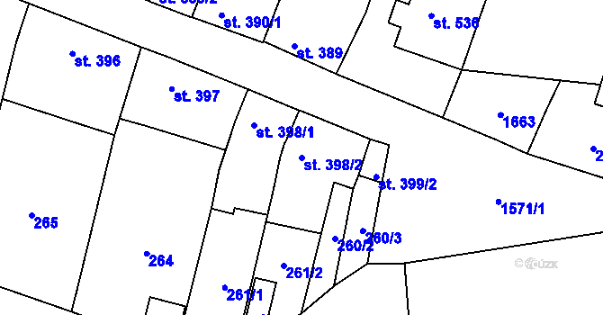 Parcela st. 398/2 v KÚ Litovel, Katastrální mapa