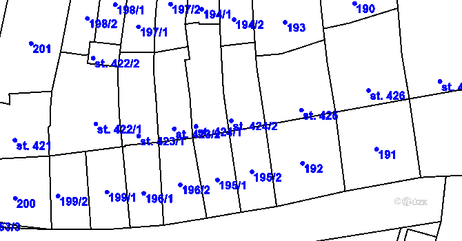 Parcela st. 424/2 v KÚ Litovel, Katastrální mapa