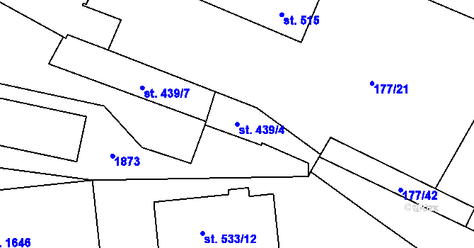 Parcela st. 439/4 v KÚ Litovel, Katastrální mapa