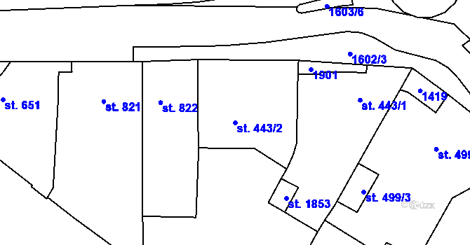 Parcela st. 443/2 v KÚ Litovel, Katastrální mapa