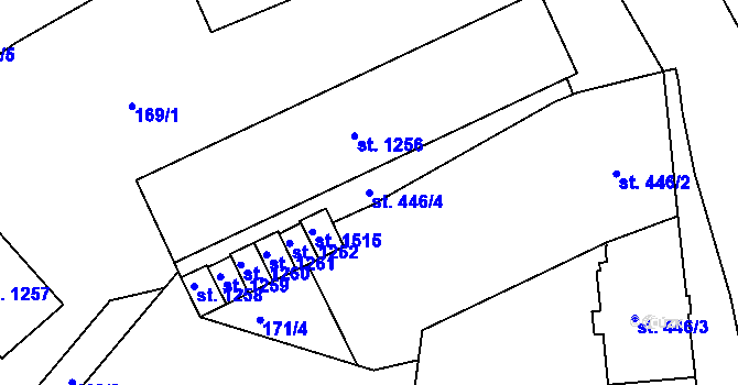 Parcela st. 446/4 v KÚ Litovel, Katastrální mapa
