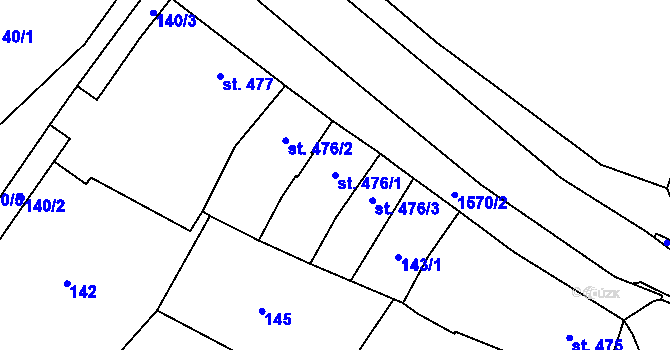 Parcela st. 476/1 v KÚ Litovel, Katastrální mapa