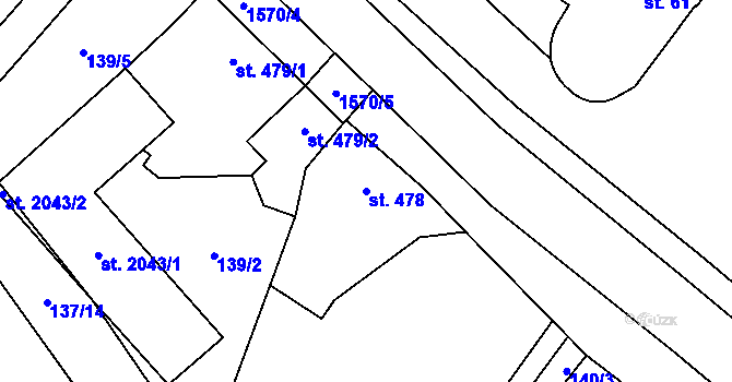 Parcela st. 478 v KÚ Litovel, Katastrální mapa