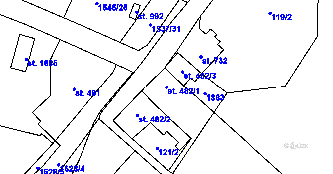Parcela st. 482/1 v KÚ Litovel, Katastrální mapa