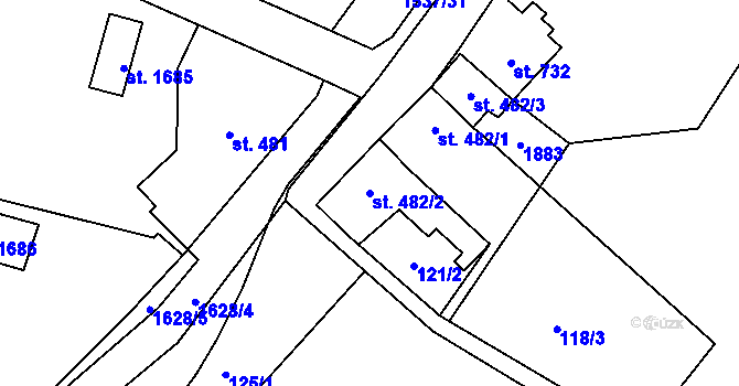 Parcela st. 482/2 v KÚ Litovel, Katastrální mapa