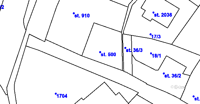 Parcela st. 500 v KÚ Litovel, Katastrální mapa