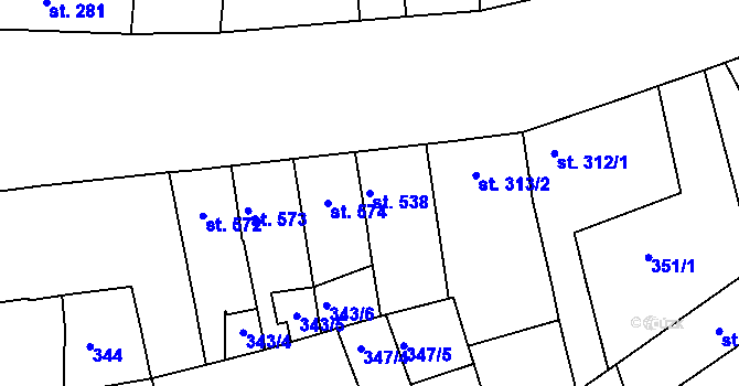 Parcela st. 538 v KÚ Litovel, Katastrální mapa