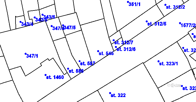 Parcela st. 545 v KÚ Litovel, Katastrální mapa