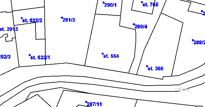 Parcela st. 554 v KÚ Litovel, Katastrální mapa