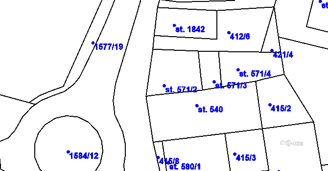 Parcela st. 571/2 v KÚ Litovel, Katastrální mapa