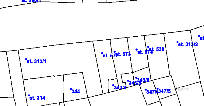 Parcela st. 572 v KÚ Litovel, Katastrální mapa