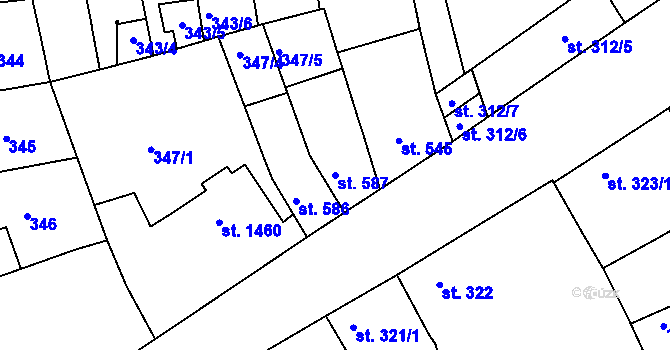 Parcela st. 587 v KÚ Litovel, Katastrální mapa