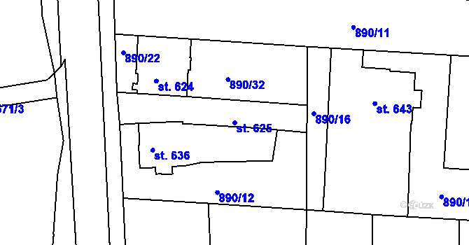 Parcela st. 625 v KÚ Litovel, Katastrální mapa
