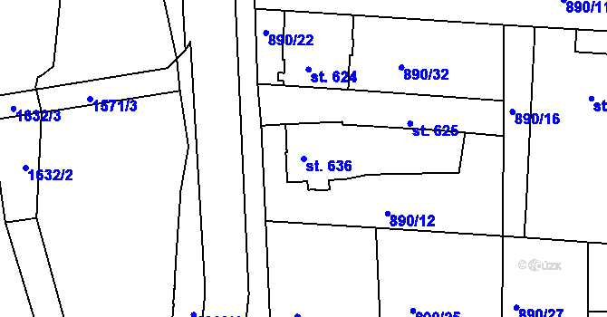 Parcela st. 636 v KÚ Litovel, Katastrální mapa