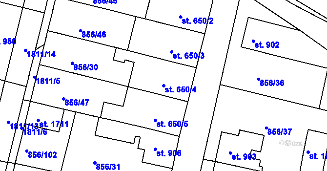 Parcela st. 650/4 v KÚ Litovel, Katastrální mapa