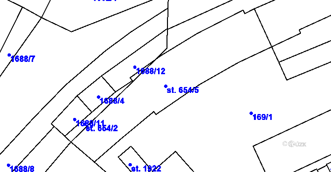 Parcela st. 654/5 v KÚ Litovel, Katastrální mapa