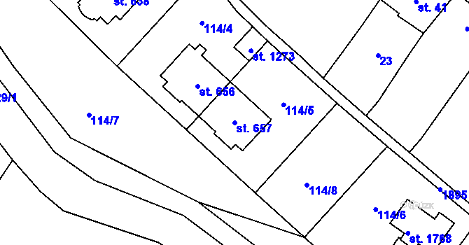 Parcela st. 657 v KÚ Litovel, Katastrální mapa