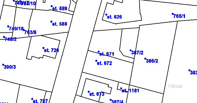 Parcela st. 671 v KÚ Litovel, Katastrální mapa