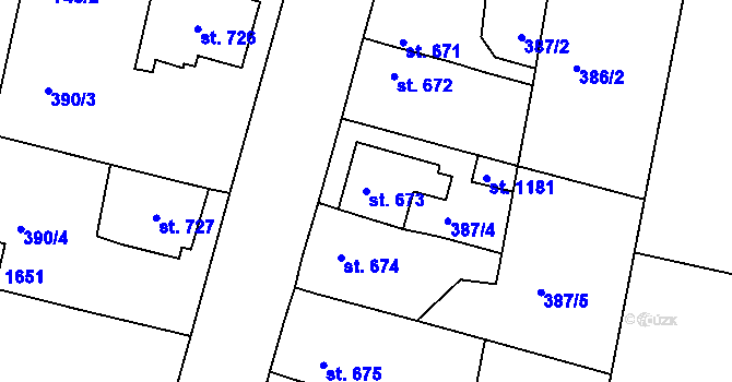 Parcela st. 673 v KÚ Litovel, Katastrální mapa