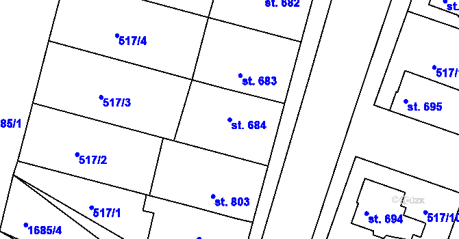 Parcela st. 684 v KÚ Litovel, Katastrální mapa