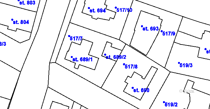 Parcela st. 689/2 v KÚ Litovel, Katastrální mapa