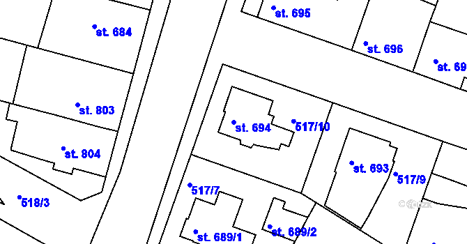 Parcela st. 694 v KÚ Litovel, Katastrální mapa