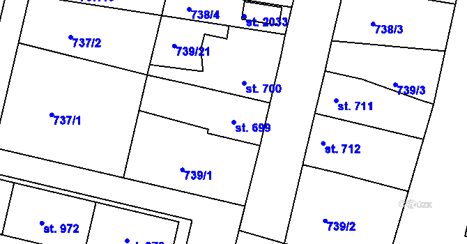 Parcela st. 699 v KÚ Litovel, Katastrální mapa