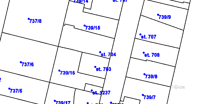 Parcela st. 704 v KÚ Litovel, Katastrální mapa