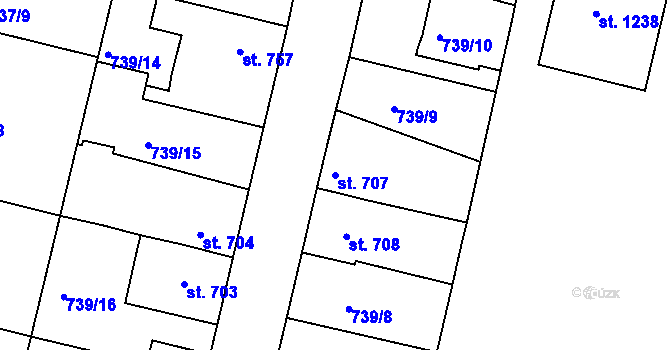Parcela st. 707 v KÚ Litovel, Katastrální mapa