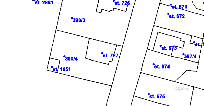 Parcela st. 727 v KÚ Litovel, Katastrální mapa