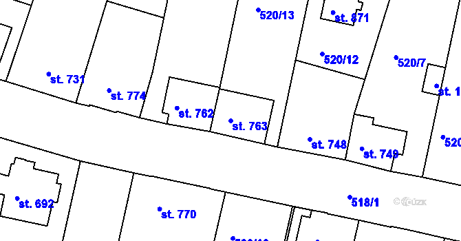 Parcela st. 763 v KÚ Litovel, Katastrální mapa