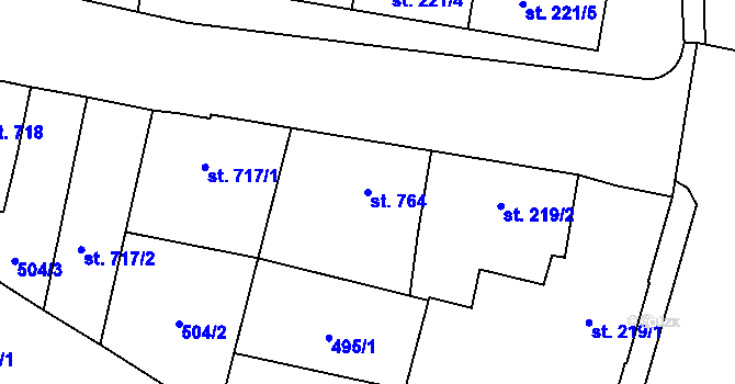 Parcela st. 764 v KÚ Litovel, Katastrální mapa