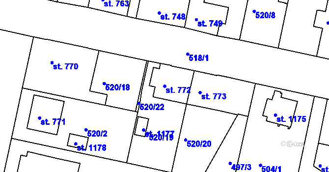 Parcela st. 772 v KÚ Litovel, Katastrální mapa