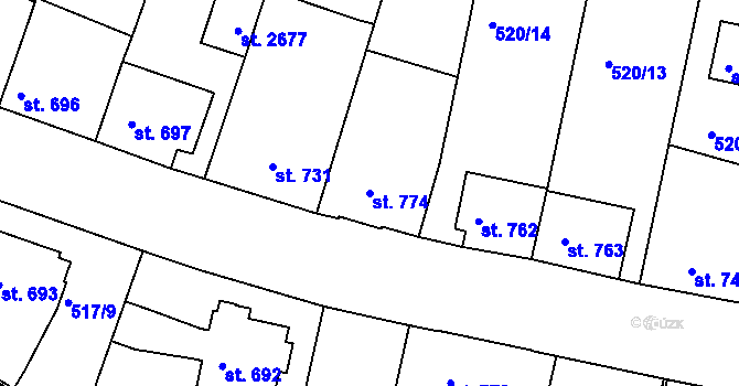 Parcela st. 774 v KÚ Litovel, Katastrální mapa