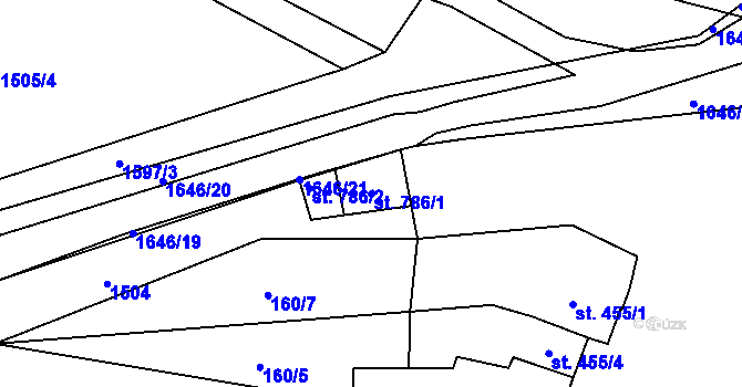 Parcela st. 786/1 v KÚ Litovel, Katastrální mapa