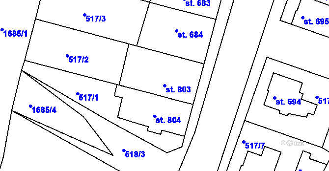 Parcela st. 803 v KÚ Litovel, Katastrální mapa