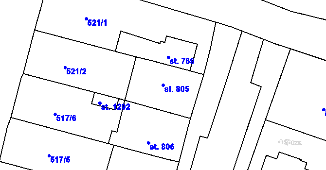Parcela st. 805 v KÚ Litovel, Katastrální mapa